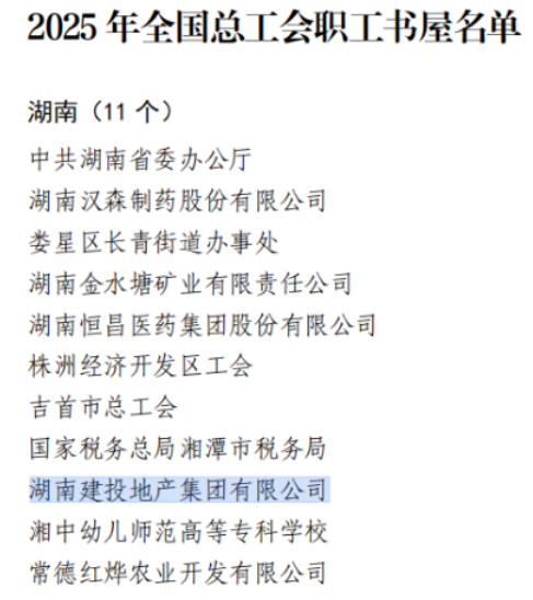 湖南建投·象山国际中央公园图书流通馆喜获 “全国总工会职工书屋” 称号